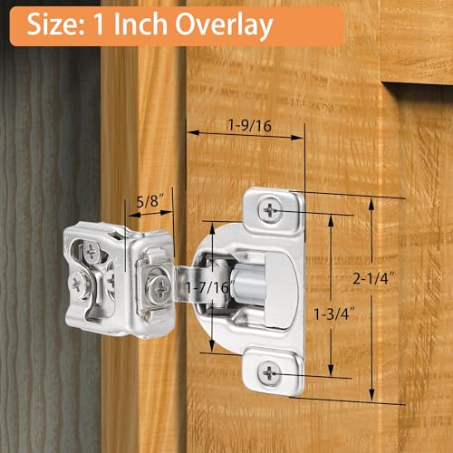 Soft Close Cabinet Hinges for Kitchen, 1” Overlay, 4 Pack - size: 1 Inch Overlay