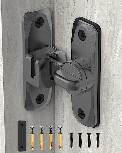 90/180 Degree Barn Door Latch Lock with Spacer, Grey, 1 Pack - color: Grey-1Pc