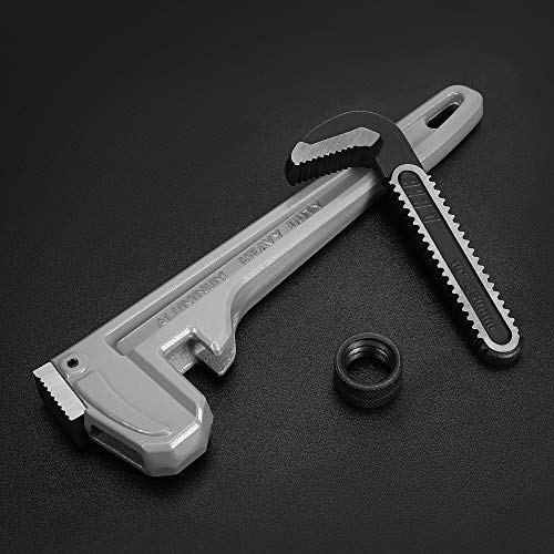 DURATECH 10-inch Aluminum Straight Pipe Wrench, Adjustable Plumbing Wrench - size: 10-inch, style: Straight