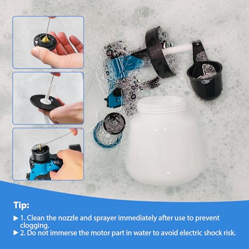Cordless Paint Sprayer, 650W Spray Paint Gun with Battery 2 × 4.0mAh, 6 Brass Nozzles & 1400ML (47 fl.oz) Container, Paint Sprayer for House Painting Graffiti Wall Fence Furniture DIY Projects