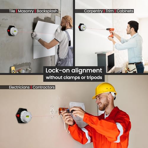 ZANIS Multi Surface Laser Level – Wall-Mountable with Pins, Screws, or Sticky Pads – Dual Dials with Bubble Level – Precision Tool for Hanging Pictures, Shelves, and DIY Projects