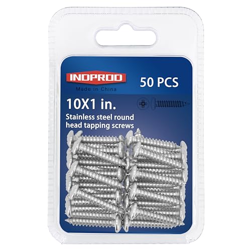 #10x1 Wood Screw, Phillips Pan Round Head, 304 Stainless Steel, Self Tapping Sheet Metal Screws, M5 x 25mm, 50-Piece - size: #10x1"(M5x25mm)