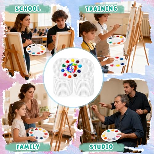 20PCS Paint Tray Palettes, Plastic Paint Palette, Watercolor Palettes Paint Trays for Kids