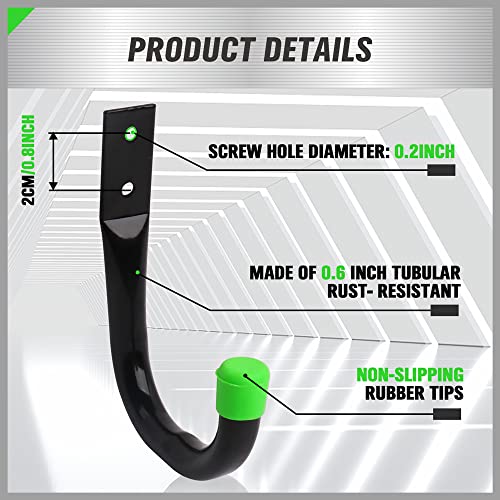 SWANLAKE Heavy Duty Garage Storage Utility Hooks, Utility Hooks for Garage Wall,Color Black (6PCS) - color: Green