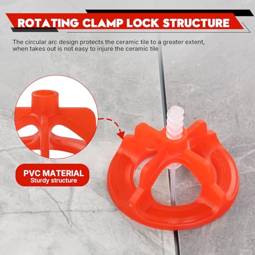 Tile Leveling System 1/16", 300 Pcs Tile Spacers and 100 Pcs Red Cap | Tile Leveling Clips for Wall/Floor Ceramic Tile and Stone Installation, Effortless DIY Install, Precision Gap Control - size: 1/16Inch 300Base+100Caps