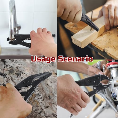 Lichamp 5PCS Vice Locking Pliers Set, 10 9 7 6 5 inches Curved Jaw Vise and Curved Jaw Grip Pliers Set