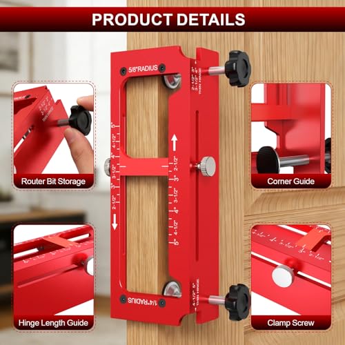 Aluminum Door Hinge Jig, Adjustable Mortise Router Template for 2.5‑5"