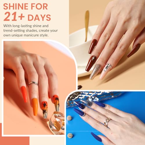 VANREESA 42 Pcs Gel Nail Polish Kit with U V Light 24 Colors Nail Polish Gel Kit Bright Red Orange Yellow Green Blue Purple Pink Complete Nail Kit with Manicure Tools Gifts for Women - color: Bright & Trendy Collection