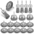 19Pcs Drill Wire Brush, Carbon Steel Wire Cup Brush for Drill - style: 19Pcs