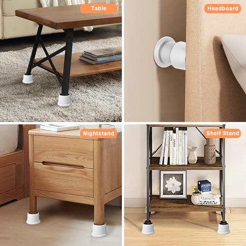 Adjustable Furniture Bed Risers 1.6-2.6 inch Durable Anti Slip-White 4 Pcs - color: White - 4 Pcs
