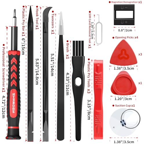 SHARDEN 59 in 1 Small Magnetic Precision Screwdriver Set With Case - color: Red