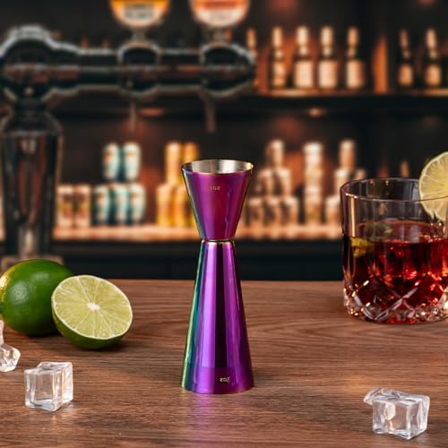 Briout Double Cocktail Jigger for Bartending, 2 OZ & 1OZ, Flat Edge Rainbow - color: Rainbow, size: Flat Edge-1oz/2oz-1PC
