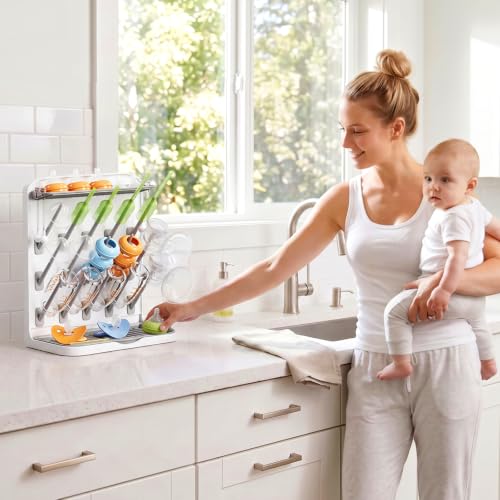 Lifewit 15-Hooks Baby Bottle Drying Rack for Countertop - size: Large-15 Hooks