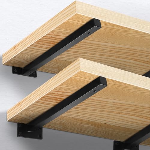 12 Inch Floating Shelf Brackets Heavy Duty, Square Shelving Brackets, Metal Floating Shelf Supports, Black Wall Mount Brackets 4 Pack - size: 12 Inch
