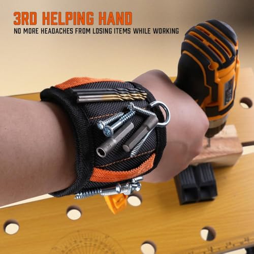 HORUSDY Magnetic Wristband & Universal Socket Grip (7–19mm), Stocking Stuffers Gifts for Men with Strong Magnets for Holding Screws, Nails, Drilling Bits, DIY, Christmas Tool Gift for Men - size: Magnetic Wristband & Universal Socket Grip
