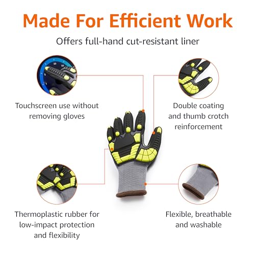 Amazon Basics Safety Work Gloves, Cut Level A1, Abrasion ANSI Level A4, Impact Protection, Touch Screen Friendly, 15G Sandy Nitrile Palm, Abrasion Resistant, Yellow, Size Large, Pack of 120 Pairs - size: Large