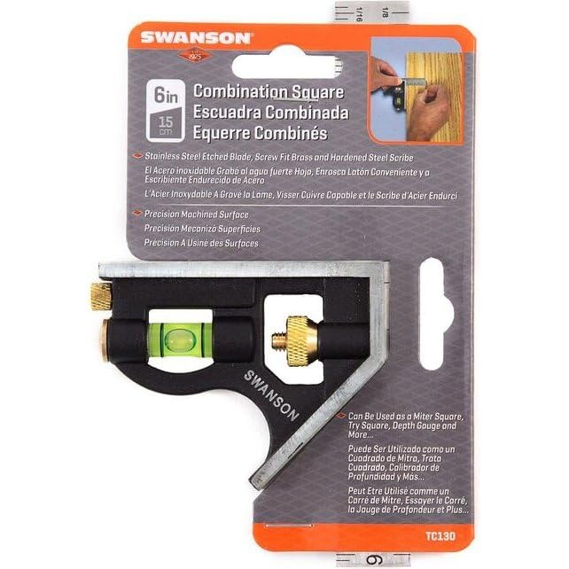 Swanson 6-Inch Combo Square with Stainless Steel Rule, Zinc Body, TC130 - size: 6 Inch, style: 6 Inch