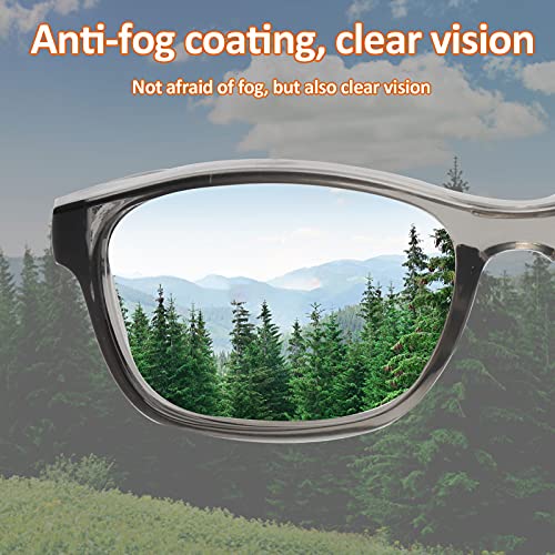 ALWAYSUV Kids 2 Pack Safety Glasses Anti Fog Goggles Blue Light Blocking Glasses Clear Lens Protective Eyewear 5-12 Ages - color: Black+blue