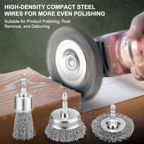 10Pcs Wire Wheel Brush Set, Carbon Steel Wire Wheel for Drill - style: 10Pcs