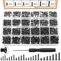 mankk 840PCS Laptop Screws 24 Sizes M1.4/1.7/2/2.5/3 Replacement Computer Tiny Screws Motherboard Screw with Screwdriver for Laptop PC Repair & DIY M-165-840PCS - color: Black-840PCS