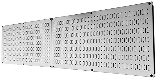 Wall Control Pegboard Rack Garage Storage Galvanized Steel Horizontal Peg Board Pack - Two 32-Inch x 16-Inch Shiny Metallic Metal WallBoard Tool Organization Panels - color: Metallic