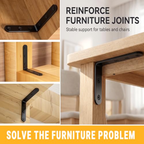 25Pcs Black Angle Brackets 3”x 5” Heavy Duty Corner Bracket 3MM for Wood | 3MM Thick Metal Corner Brackets 90 Degree Joint Hardware 5in Mounting Bracket for Wooden Furniture Cabinet Chair Bookshelf - size: Black-3x5 Inch