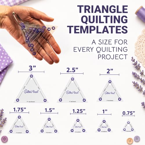 The Quilted Bear Triangle Quilting Templates, Set of 8 - size: Triangle