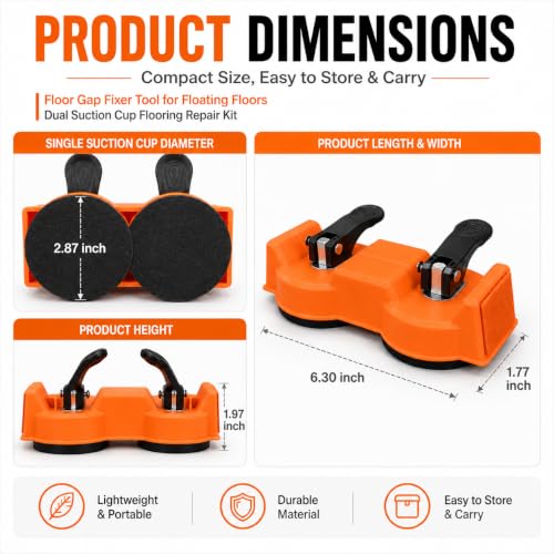 Floor Gap Fixer Tool for Floating Floors, Dual Suction Cups