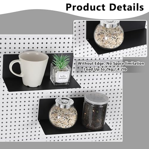 Kokone 6 Pack Magnetic Pegboard Shelves for Storing/Displaying, 10x4.3 in - color: Without Edges