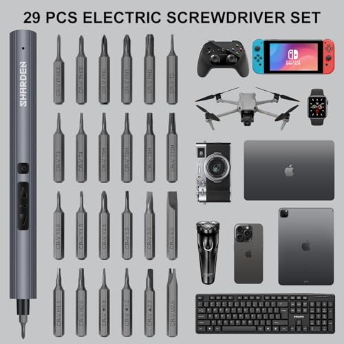 SHARDEN 29 IN 1 Mini Electric Screwdriver,Small Electric Screw Driver(Blue) - color: Blue