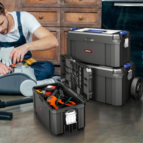 AIRAJ 3-In-1 Rolling Tool Box with Wheels, Stackable Tool Box,17+19+21"