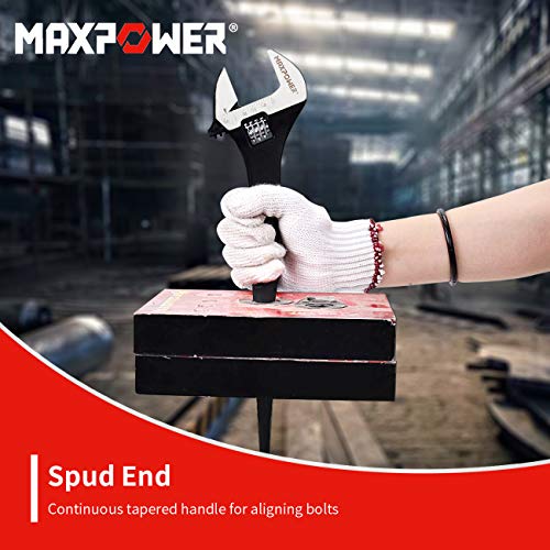 MAXPOWER 10" 12" 16" Spud Wrench Set, Tapered Handle for Hole Alignment - size: 10 in. + 12 in. + 16 in. / 3Pcs