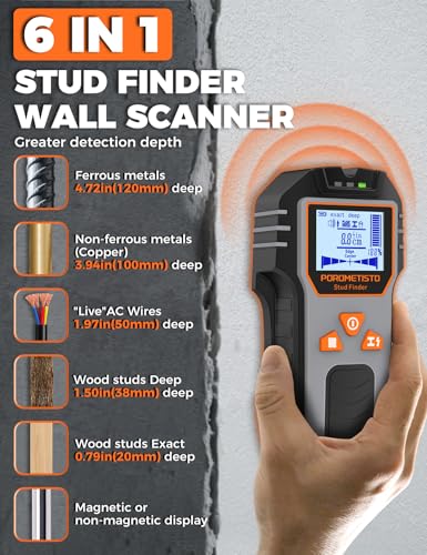 6-in-1 POROMETISTO Stud Finder Wall Scanner DSF01
