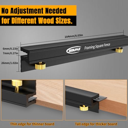 Removable Carpenter Framing Square Fence, 7-7/8 Inch Heavy Duty Aluminum Framing Square Fence for Woodworking, Precision Marking Square for Wood Framing, Lightweight & Easy to Use