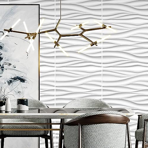 STICKGOO Wave 3D Wall Panels, White, 19.7" x 19.7", 12 Pack - color: White
