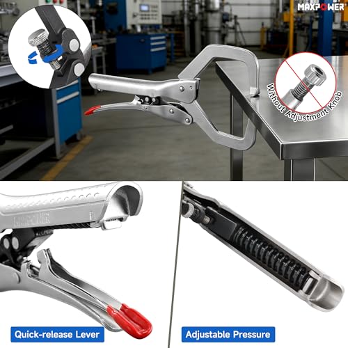 MAXPOWER 11" Self-Adjust Locking C-Clamp – 3.7" Jaw Opening, Regular Tip - style: Regular Tips | 11"