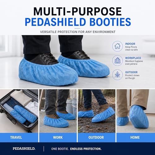 110 Pack Disposable Boot & Shoe Covers, Non-Slip Waterproof, Blue - color: Blue