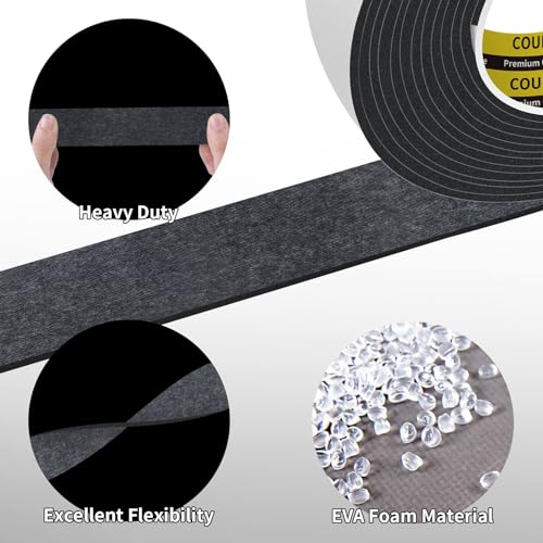 Black Foam Tape Weather Stripping Sealing Sponge,1.2in x 9.84FT - color: Black, size: 1.2in x 9.84FT