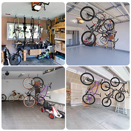 MAQIHAN 10 Garage Hooks Heavy Duty Bike Racks Wall Ceiling Hanging Storage