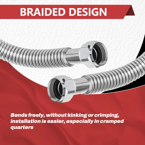 2piece EFIELD Flexible SS Corrugated Hose Connector,3/4" FIP x18"Length - size: 18"L(3/4" FIP)