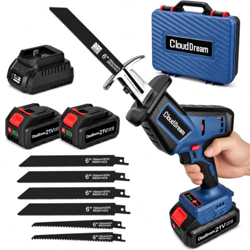 CloudDream Cordless Reciprocating Saw, 3500 SPM, Brushless, 2-Battery Kit