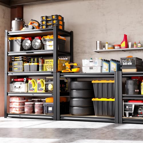 71" H x 28" W x 12" D Garage Shelving for Home & Garage Organization, 5-Tier Adjustable Metal Storage Rack for Tools, Storage Bins & Household Essentials, Utility Shelf for Garage, Pantry - size: MDF/28"Wx12"Dx71"H