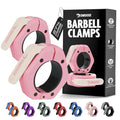 DMoose Fitness Barbell Clips 2 Inch (Pair) - Quick Release Olympic Barbell Clamps & Collars with Anti Slip TPR Grip for Secure Weightlifting and Powerlifting - Weight Clips for Bars at Home or Gym - color: Pink, style: Magnetic