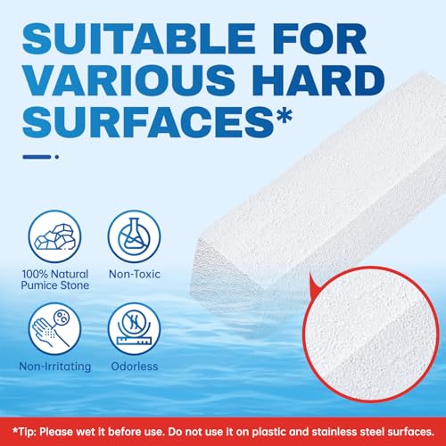 Vacplus Toilet Brush, 2 Pack, 100% Pumice Stone, Long Handle | Toilet Bowl Cleaner, Pool, Bathroom Sink, Removes Limescale Rust - color: White(3x Efficiency), size: 2 Count (Pack of 1)