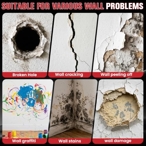 Drywall Repair Kit, Spackle wall Repair Kit, Used for Repairing wall Holes and Cracks, White wall Repair Putty kit, Dry Wall Patch with Scraper and Sandpaper for Drywall Repair Patch Kit - size: 12