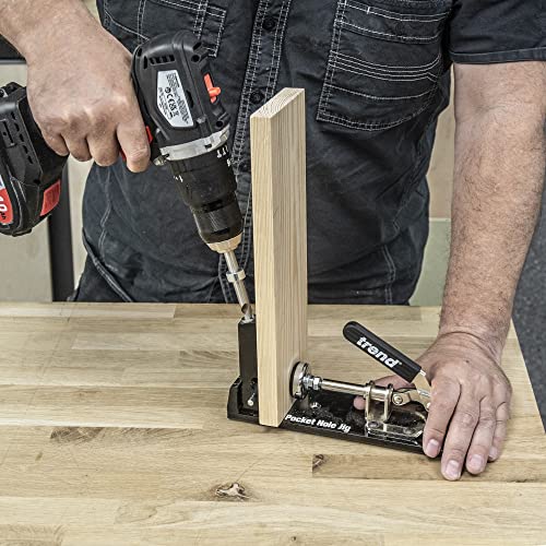 Trend Pocket Hole Jig Kit with Dual Column Jig, Face Clamp, HSS Drill Bit & Depth Setting Collar, 2 Square Bit Drives & 100 Pocket Hole Screws, PH/JIG - style: Dual Column