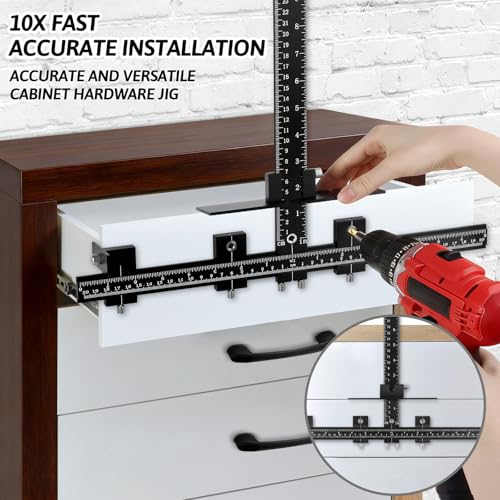 Cabinet Hardware Jig Template-Woodworking Punch Locator Drill Hole Guide - color: Black