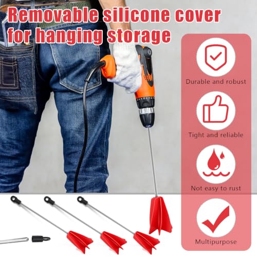 Loosh 3 Pcs 16" Paint Stirrer for Drill, Paint Mixer Attachment, Red - color: Red, size: 16"