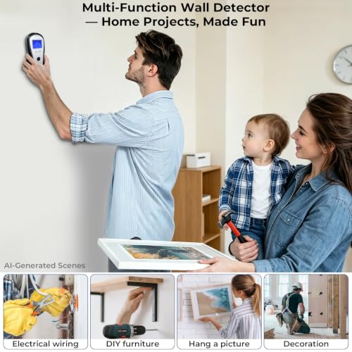Stud Finder Wall Scanner, Electronic Stud Sensor Detector with LCD Display & Deep Scan, Beam Finders for Center & Edge of Wood, Metal,Live AC Wire,Metal Studs,Joist,Metal Pipe,Drywall Framing