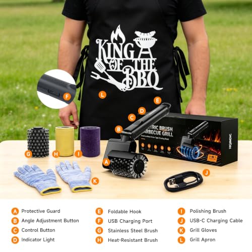 2026 Electric Grill Brush for Outdoor, 3-in-1 Kit BBQ Cleaner with 3 Heads